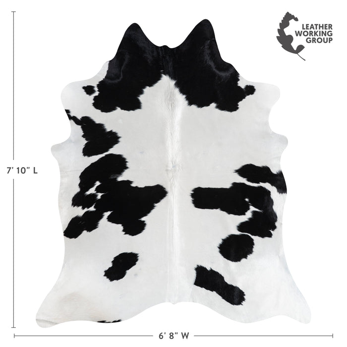 Brazilian Black and White Cowhide Rug Size 7'10" L x 6'8" W 3256