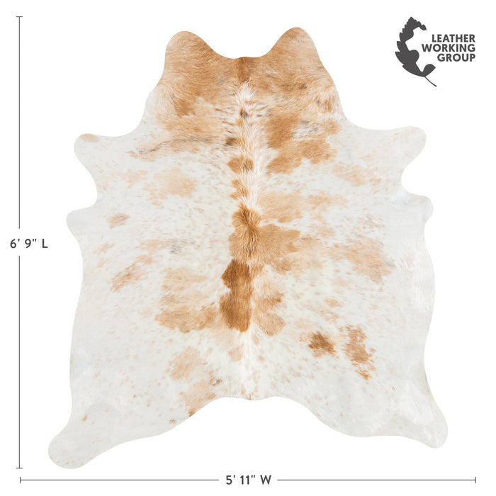 Brazilian Palomino and White Cowhide Rug Size 6'9" L x 5'11" W 3257