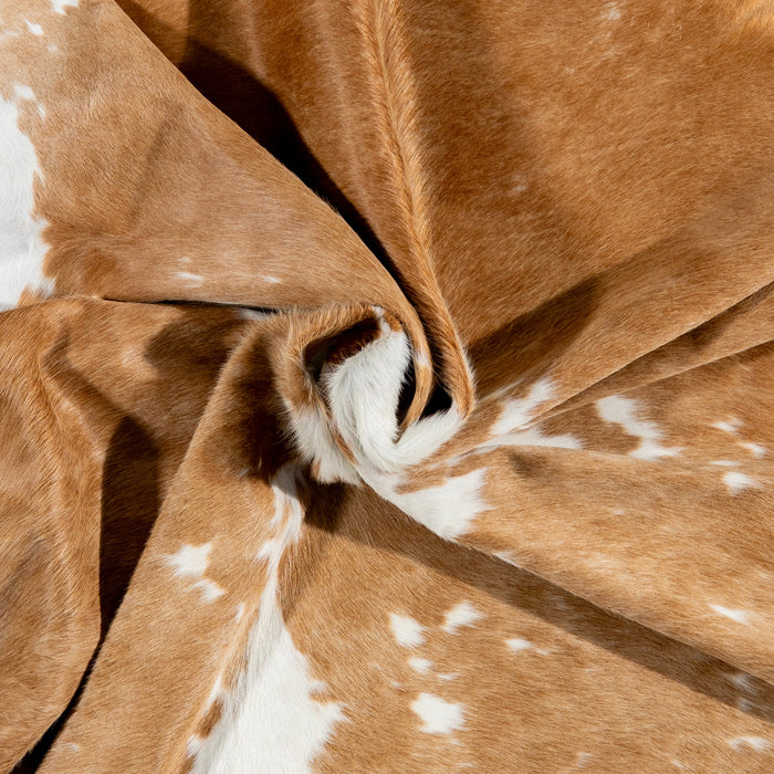 Brazilian Palomino and White Cowhide Rug Size 7'2" L x 6'1" W 3263