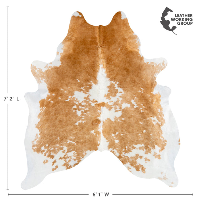 Brazilian Palomino and White Cowhide Rug Size 7'2" L x 6'1" W 3263