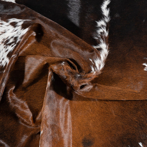 Brazilian Chocolate and White Cowhide Rug Size 8'5" L x 7'4" W 3270