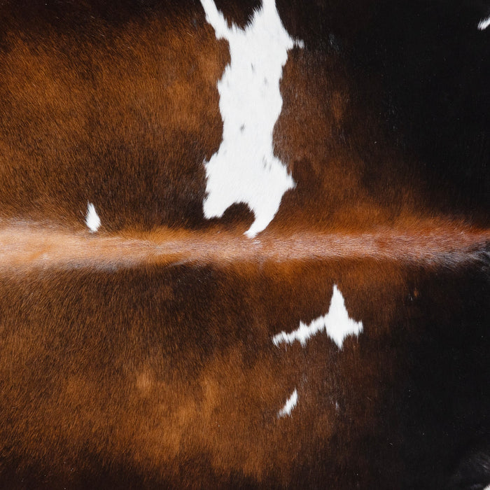 Brazilian Chocolate and White Cowhide Rug Size 8'8" L x 7'4" W 3271