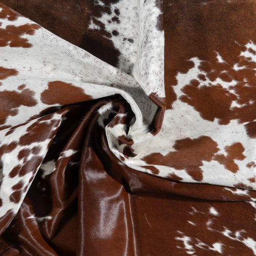 Brazilian Chocolate and White Cowhide Rug Size 7'2" L x 6'0" W 3272