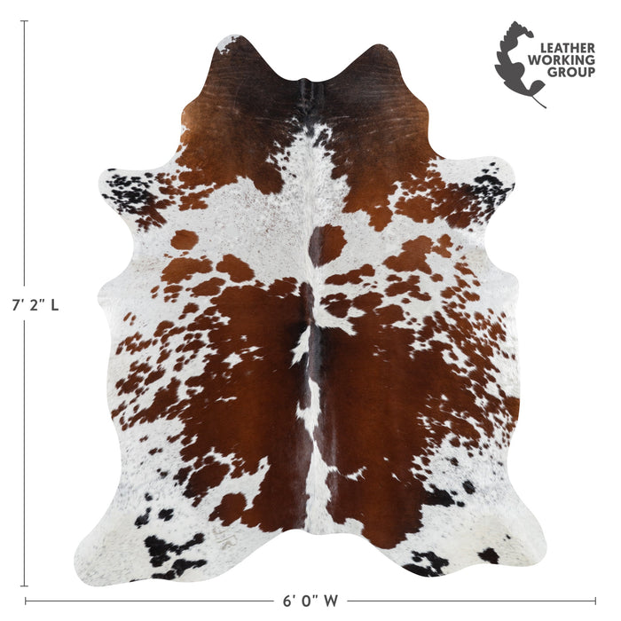 Brazilian Chocolate and White Cowhide Rug Size 7'2" L x 6'0" W 3272