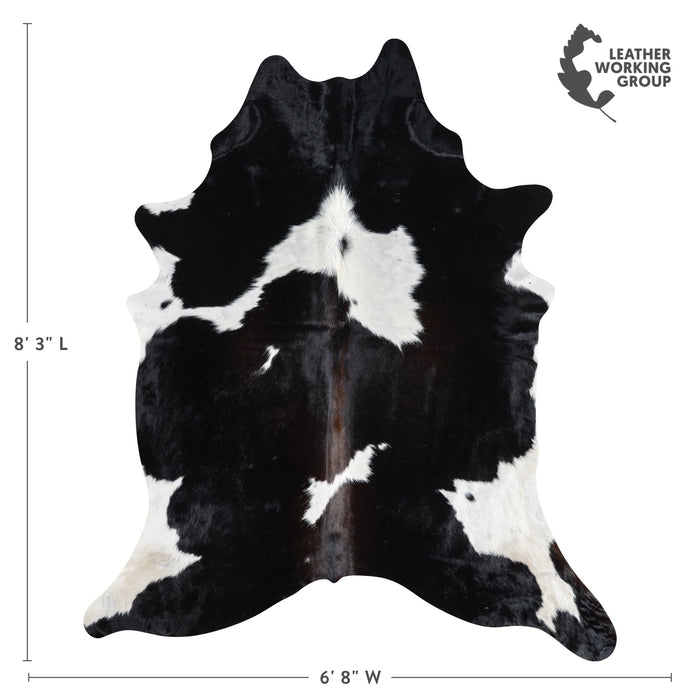 Brazilian Black and White Cowhide Rug Size 8'3" L x 6'8" W 3274
