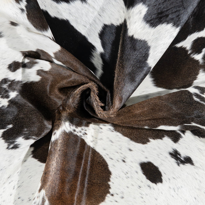 Brazilian Chocolate and White Cowhide Rug Size 7'0" L x 6'6" W 3275
