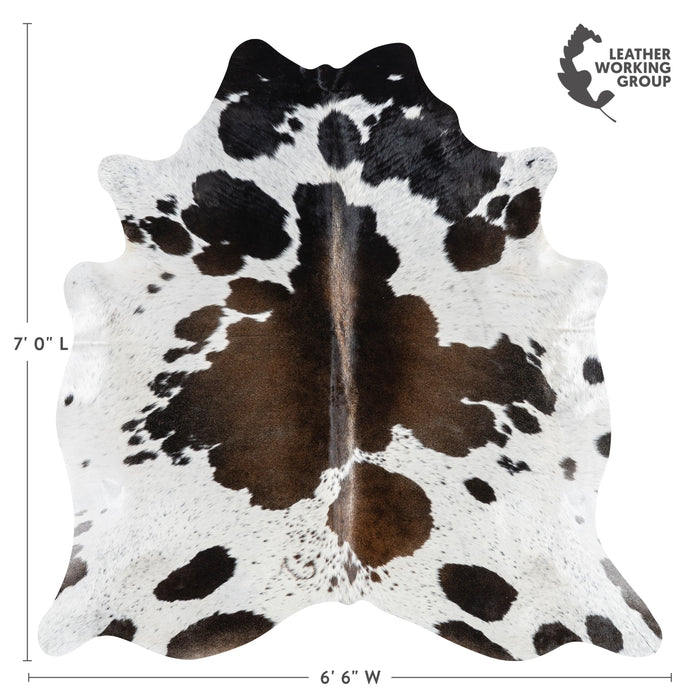 Brazilian Chocolate and White Cowhide Rug Size 7'0" L x 6'6" W 3275