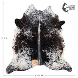 Brazilian Black Salt and Pepper Cowhide Rug Size 7'5" L x 6'10" W 3281