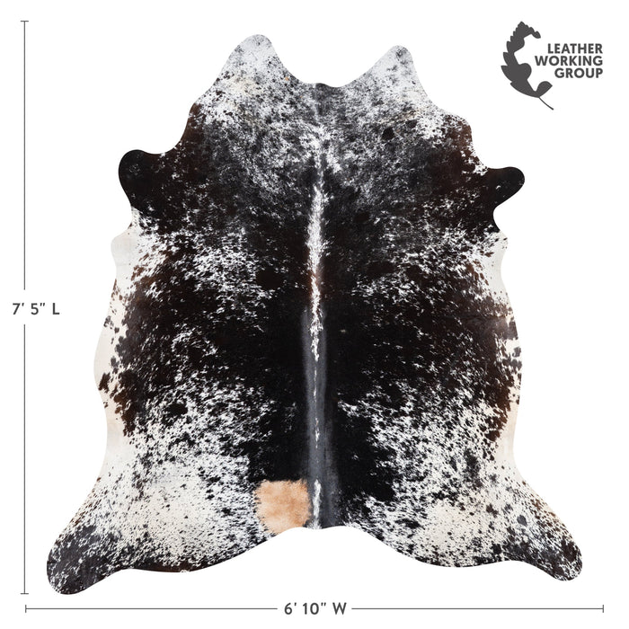 Brazilian Black Salt and Pepper Cowhide Rug Size 7'5" L x 6'10" W 3281