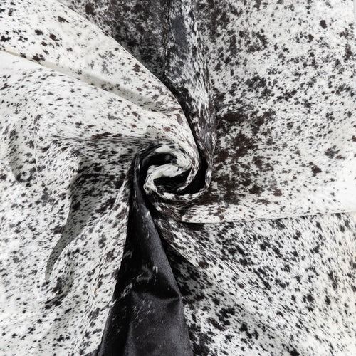 Brazilian Black Salt and Pepper Cowhide Rug Size 7'3" L x 6'2" W 3289