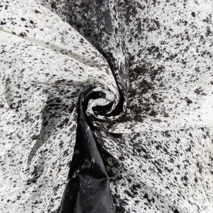 Brazilian Black Salt and Pepper Cowhide Rug Size 7'3" L x 6'2" W 3289