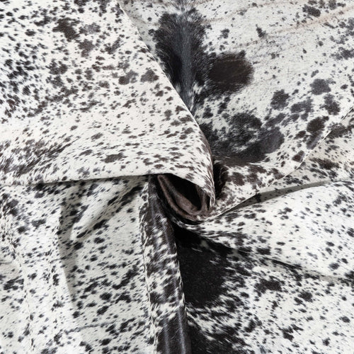 Brazilian Black Salt and Pepper Cowhide Rug Size 7'3" L x 6'7" W 3304