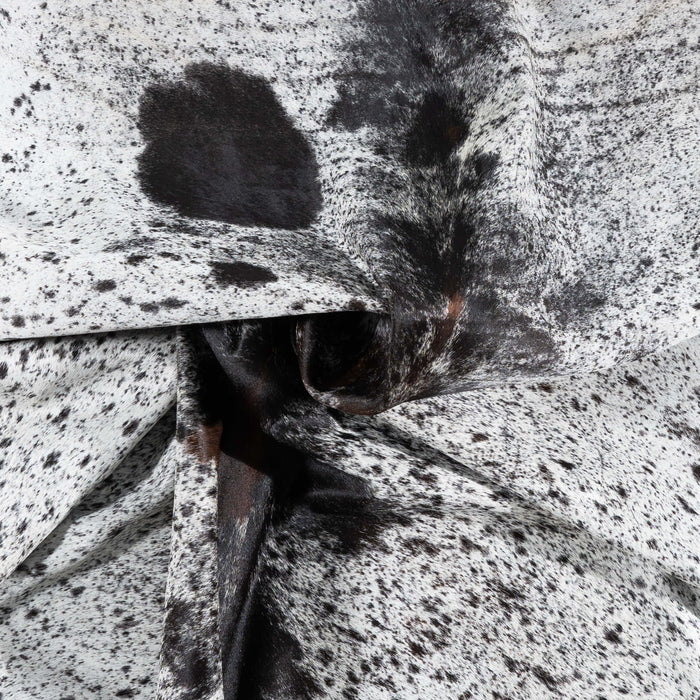 Brazilian Black Salt and Pepper Cowhide Rug Size 7'9" L x 6'6" W 3308
