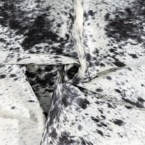 Brazilian Black Salt and Pepper Cowhide Rug Size 7'4" L x 6'10" W 3366