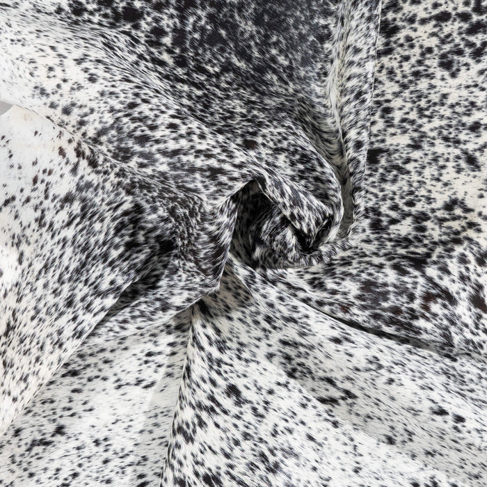 Brazilian Black Salt and Pepper Cowhide Rug Size 7'3" L x 6'6" W 3368
