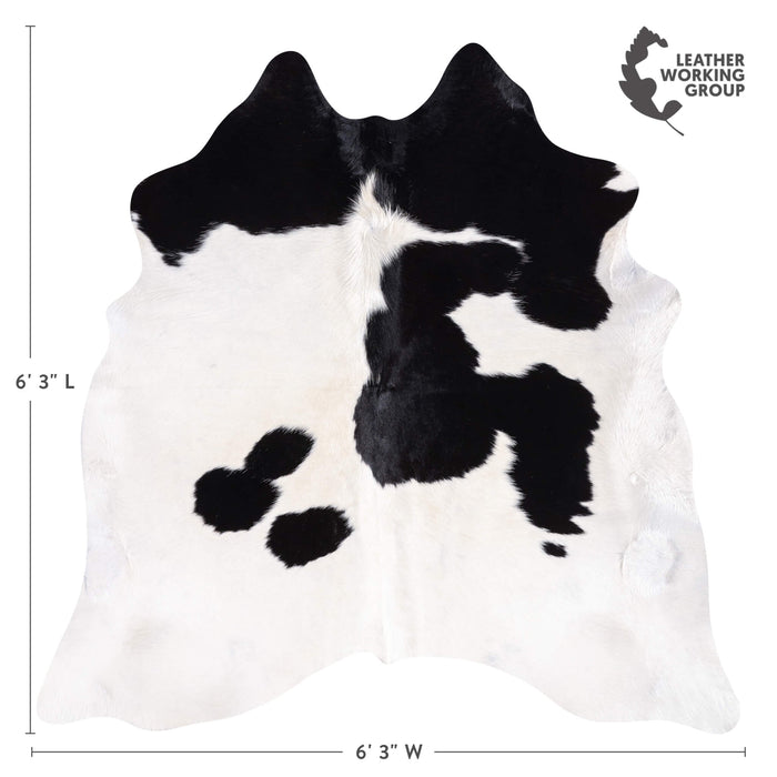 Brazilian Black and White Cowhide Rug Size 6'3" L x 6'3" W 3401