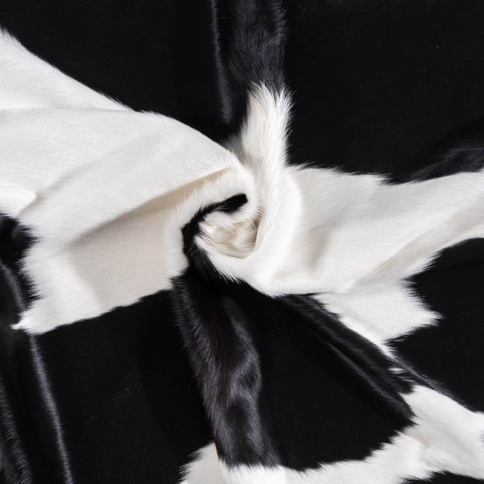 Brazilian Black and White Cowhide Rug Size 6'9" L x 6'2" W 3402