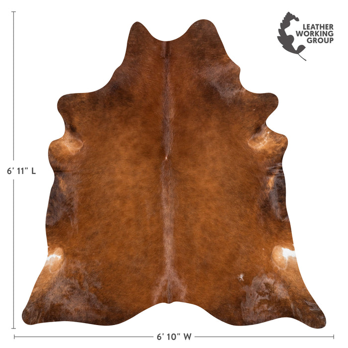 Brazilian Brown Cowhide Rug Size 6'11" L x 6'10" W 3428