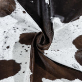 Brazilian Chocolate and White Cowhide Rug Size 7'5" L x 5'11" W 3443