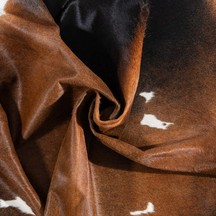 Brazilian Chocolate and White Cowhide Rug Size 7'2" L x 7'2" W 3447