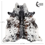 Brazilian Black Salt and Pepper Cowhide Rug Size 6'8" L x 6'7" W 3448