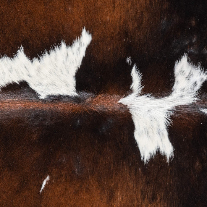 Brazilian Chocolate and White Cowhide Rug Size 6'9" L x 5'6" W 3449