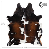 Brazilian Chocolate and White Cowhide Rug Size 6'9" L x 5'6" W 3449