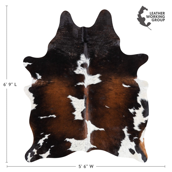 Brazilian Chocolate and White Cowhide Rug Size 6'9" L x 5'6" W 3449