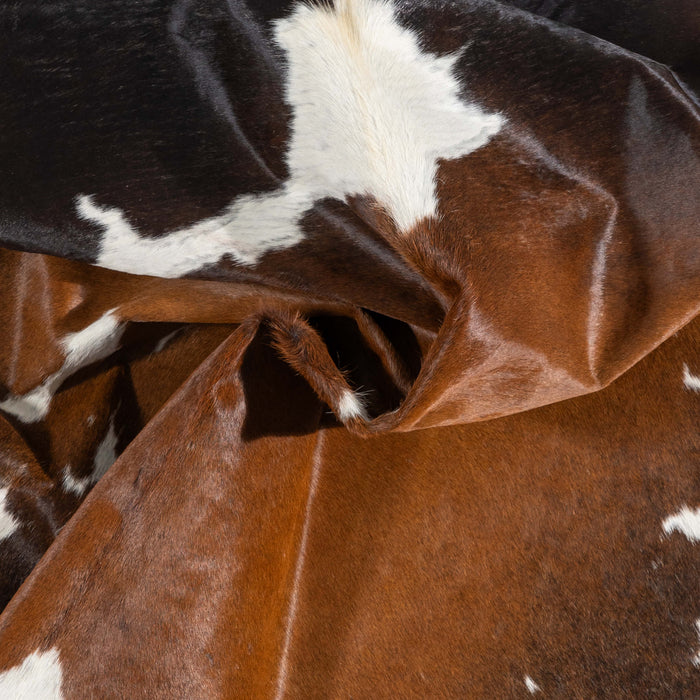 Brazilian Chocolate and White Cowhide Rug Size 6'6" L x 5'5" W 3450