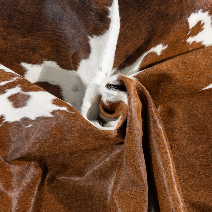 Brazilian Chocolate and White Cowhide Rug Size 6'7" L x 6'5" W 3451