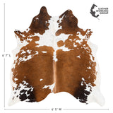 Brazilian Chocolate and White Cowhide Rug Size 6'7" L x 6'5" W 3451