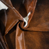 Brazilian Chocolate and White Cowhide Rug Size 6'6" L x 5'11" W 3453