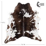 Brazilian Chocolate and White Cowhide Rug Size 7'10" L x 7'4" W 3456