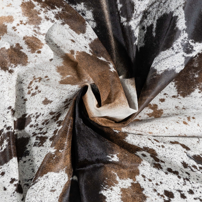 Brazilian Chocolate and White Cowhide Rug Size 8'1" L x 7'8" W 3462