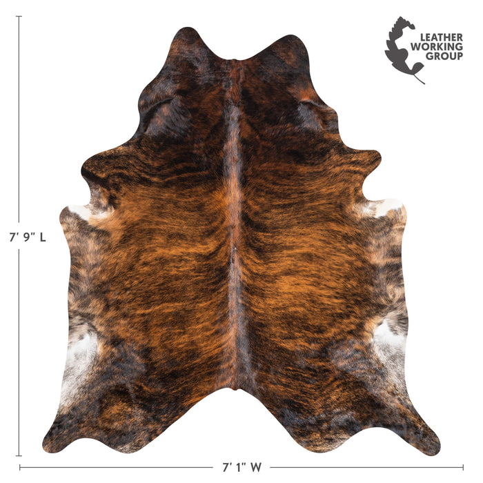 Brazilian Brindle Cowhide Rug Size 7'9" L x 7'1" W 3473