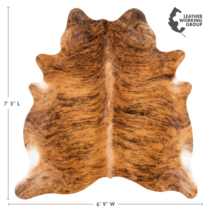 Brazilian Brindle Cowhide Rug Size 7'3" L x 6'9" W 3482