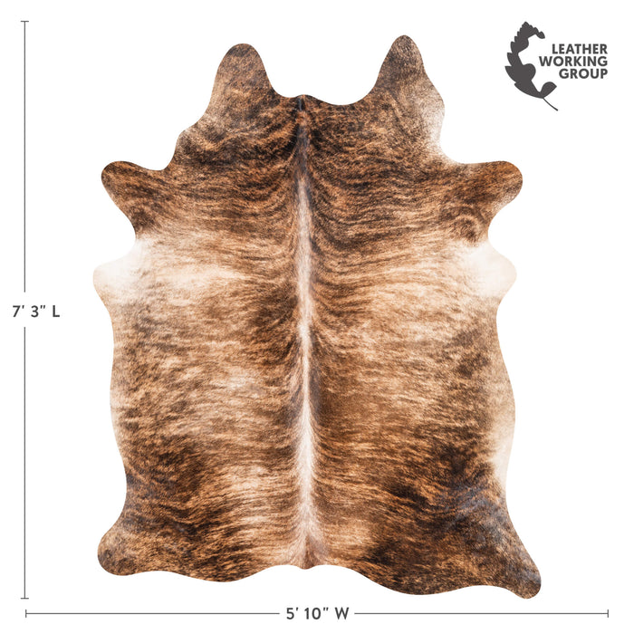 Brazilian Brindle Cowhide Rug Size 7'3" L x 5'10" W 3483