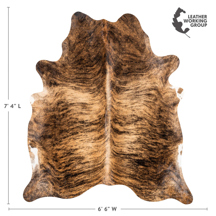 Brazilian Brindle Cowhide Rug Size 7'4" L x 6'6" W 3484