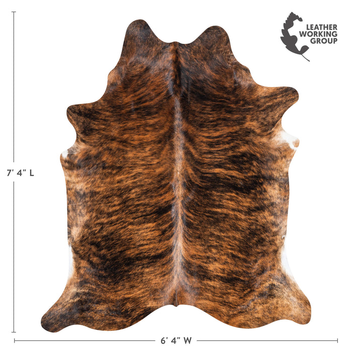 Brazilian Brindle Cowhide Rug Size 7'4" L x 6'4" W 3485