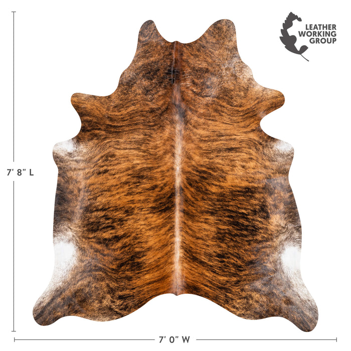 Brazilian Brindle Cowhide Rug Size 7'8" L x 7'0" W 3487