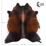 Brazilian Mahogany Cowhide Rug Size 7'4" L x 6'7" W 3500
