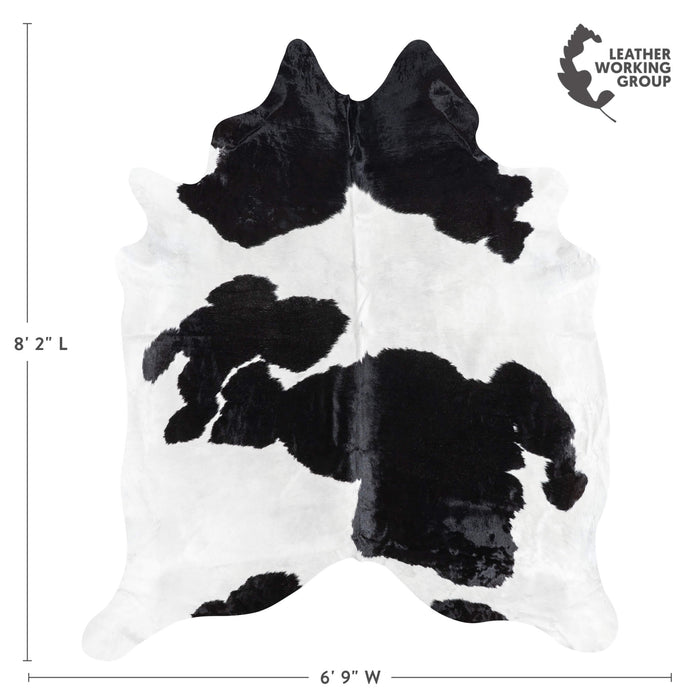 Brazilian Black and White Cowhide Rug Size 8'2" L x 6'9" W 3501