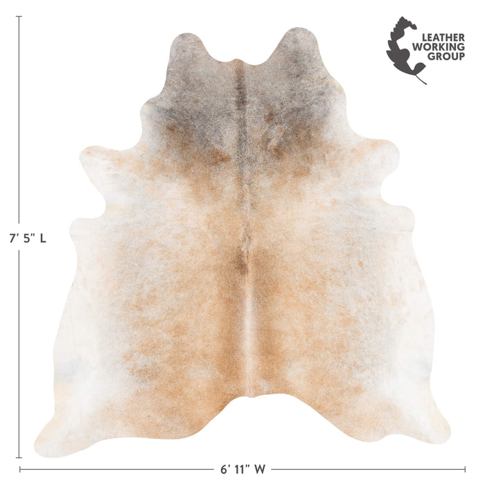 Brazilian Grey Palomino Cowhide Rug Size 7'5" L x 6'11" W 3509
