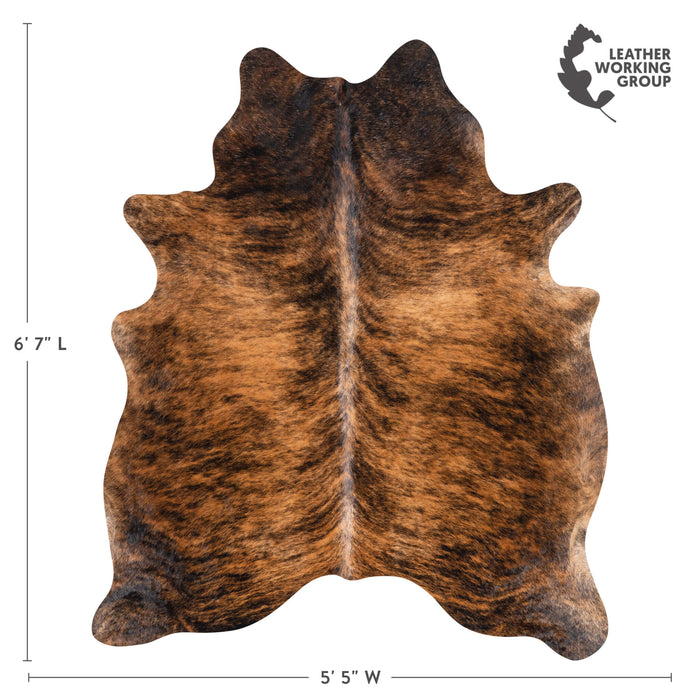 Brazilian Brindle Cowhide Rug Size 6'7" L x 5'5" W 3519