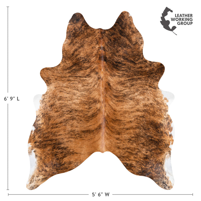 Brazilian Brindle Cowhide Rug Size 6'9" L x 5'6" W 3521