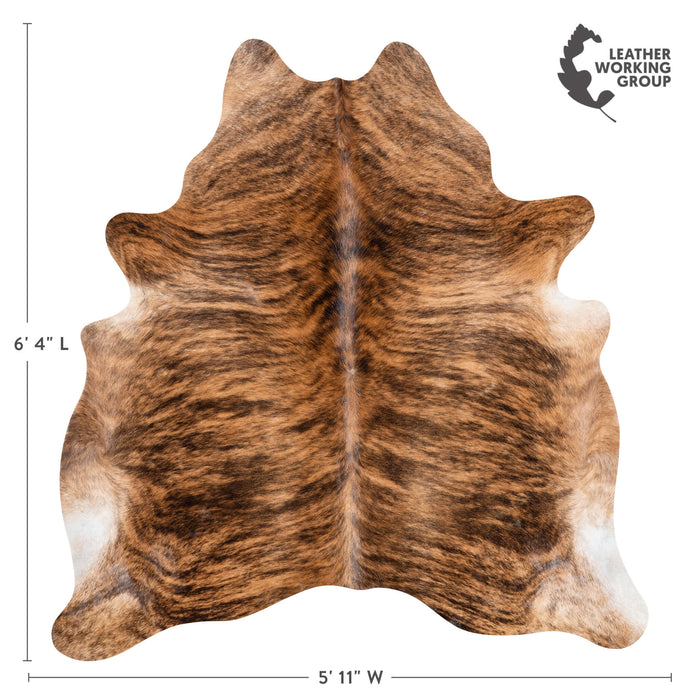 Brazilian Brindle Cowhide Rug Size 6'4" L x 5'11" W 3522