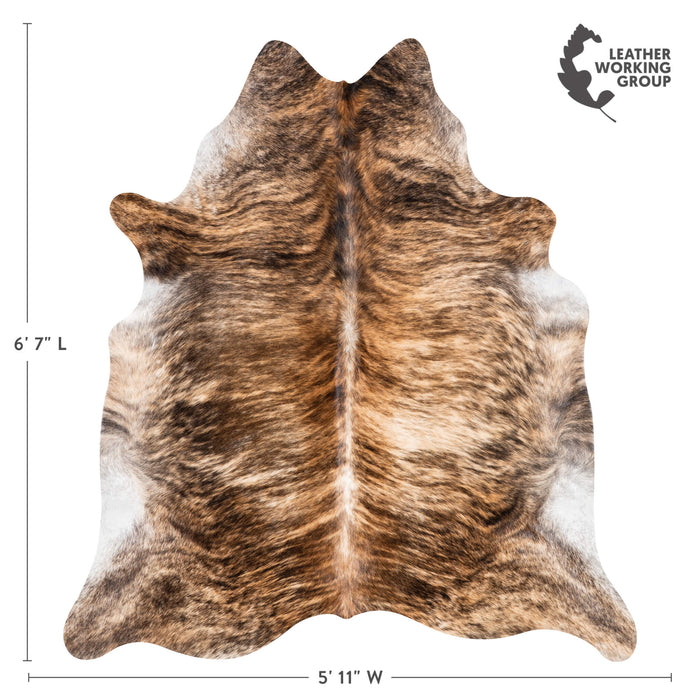 Brazilian Brindle Cowhide Rug Size 6'7" L x 5'11" W 3528