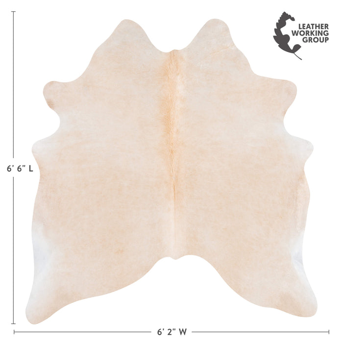 Brazilian Beige Cowhide Rug Size 6'6" L x 6'2" W 3529