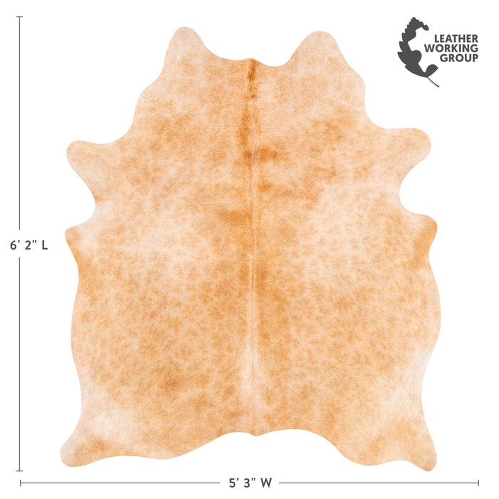 Brazilian Beige Cowhide Rug Size 6'2" L x 5'3" W 3534
