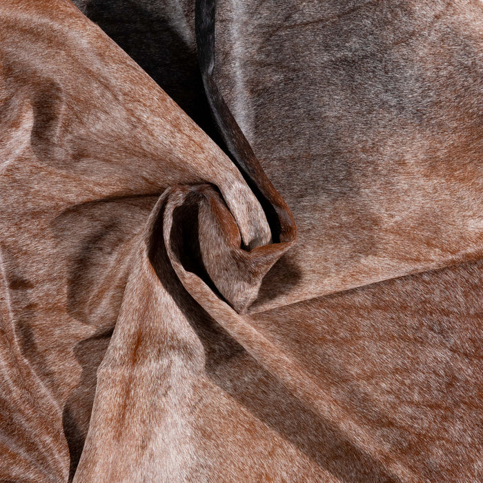 Brazilian Chocolate and White Cowhide Rug Size 8'0" L x 7'1" W 3603